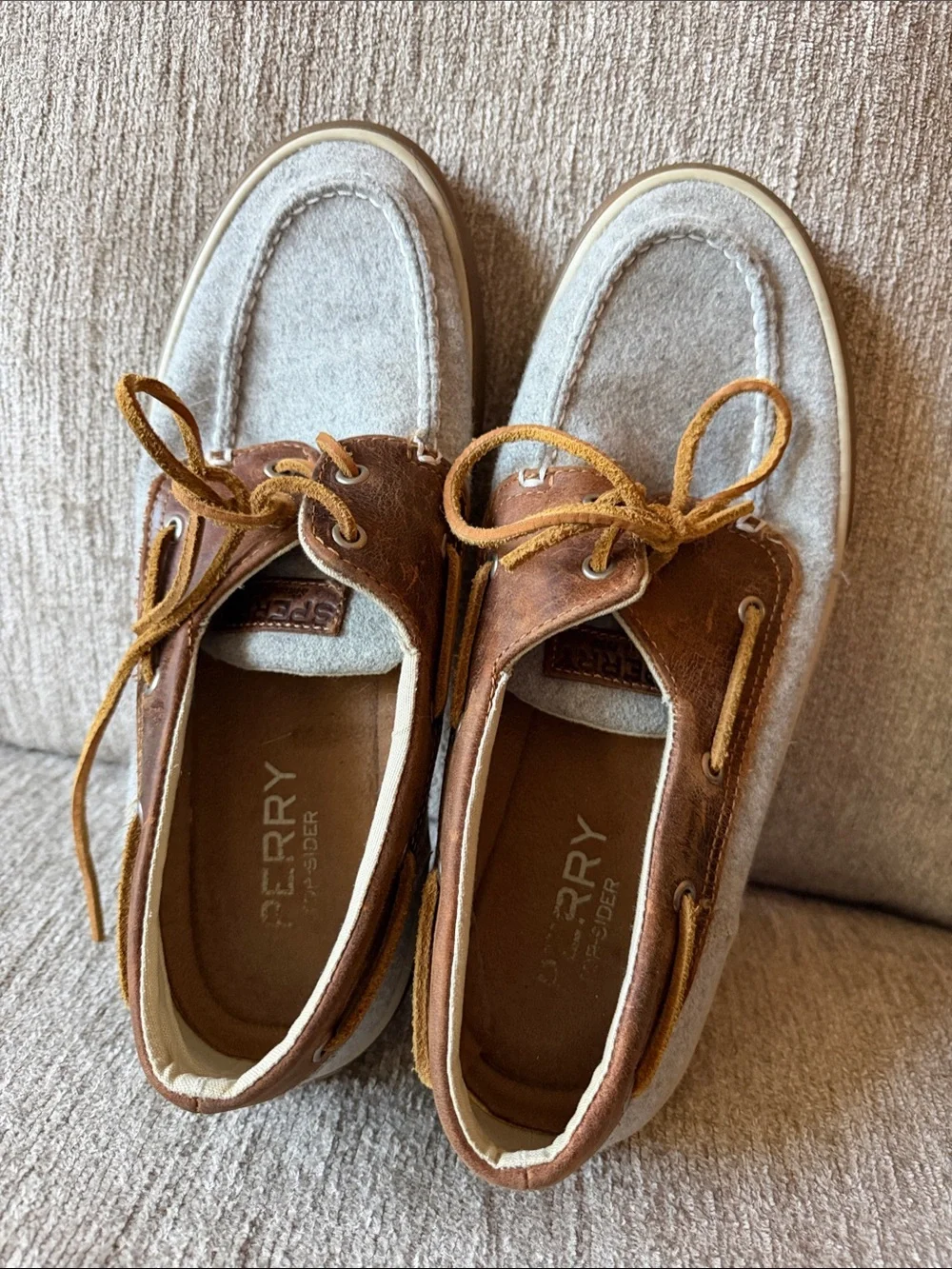 Sperry Two-Tone Gray and Brown Suede Boat Shoes
